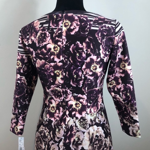 Antonio Melani Purple Plum Floral V-neck Scuba Sheath Dress NWT - Picture 5 of 9